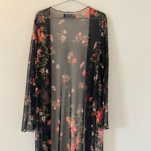 Black floral duster